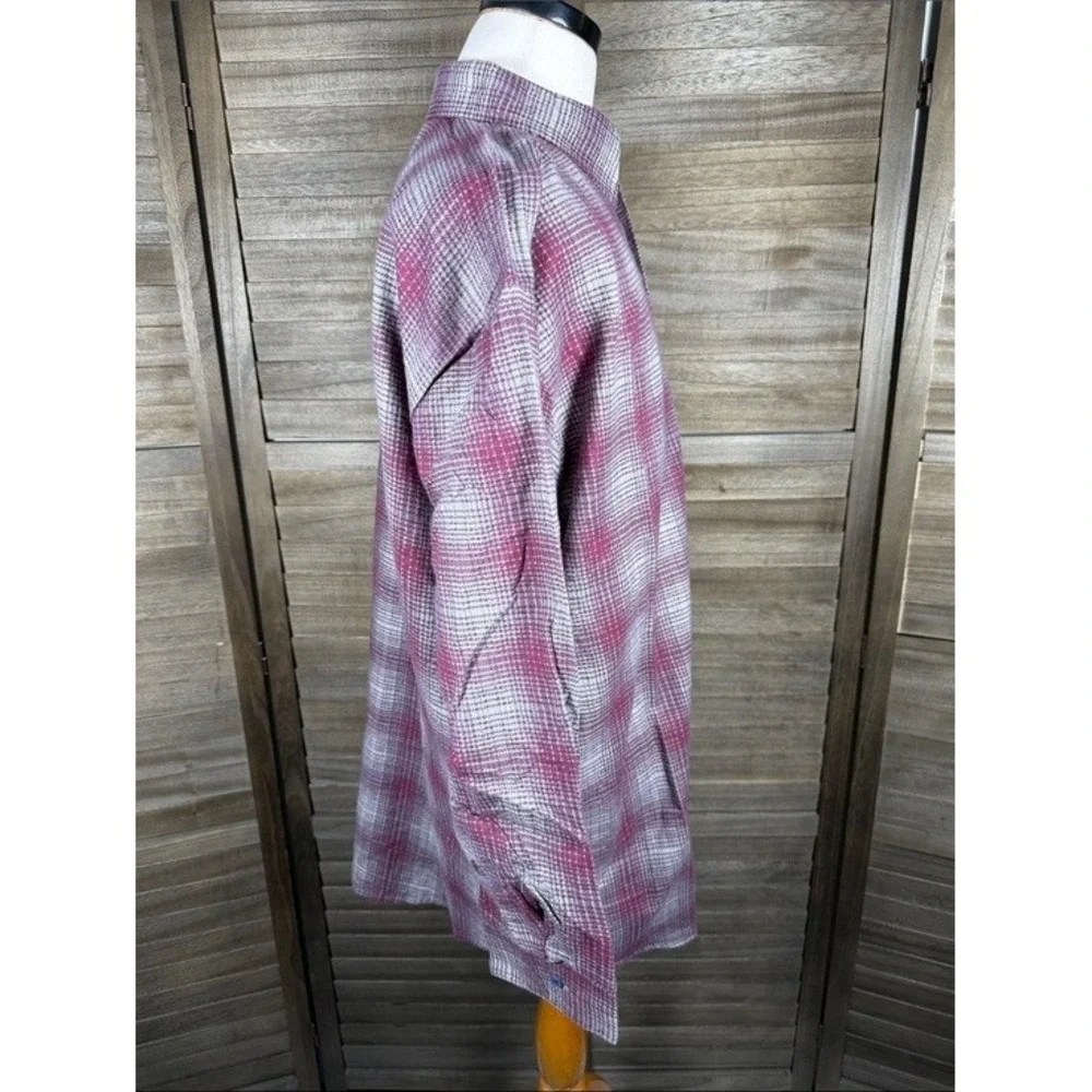 Northwest Blue Mens XL Burgundy‎ Grey Plaid Cotton Button Down Shirt M-40077
